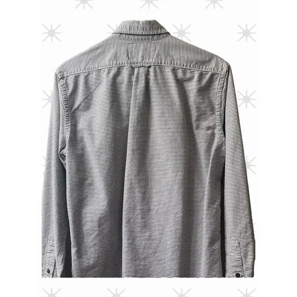 American Eagle Slim Fit White w/ Black Stripes Button-Front L/S Shirt S/P VGC - Picture 5 of 12